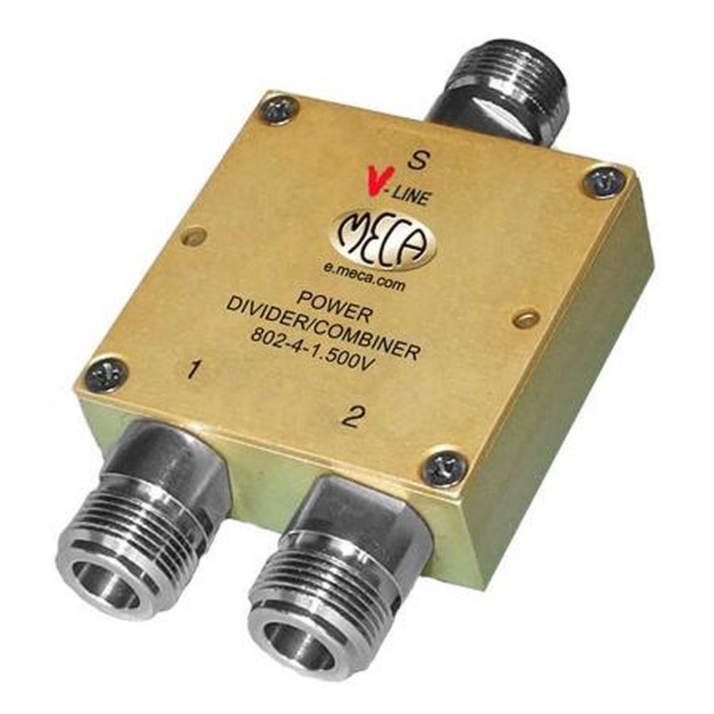 MECA 802-4-0.900 600-1200 Mhz Two-Way Power Divider.20 Watts.1.10 Typical Vswr.30 Db Min.Isolation Between Ports.N-Female Connectors