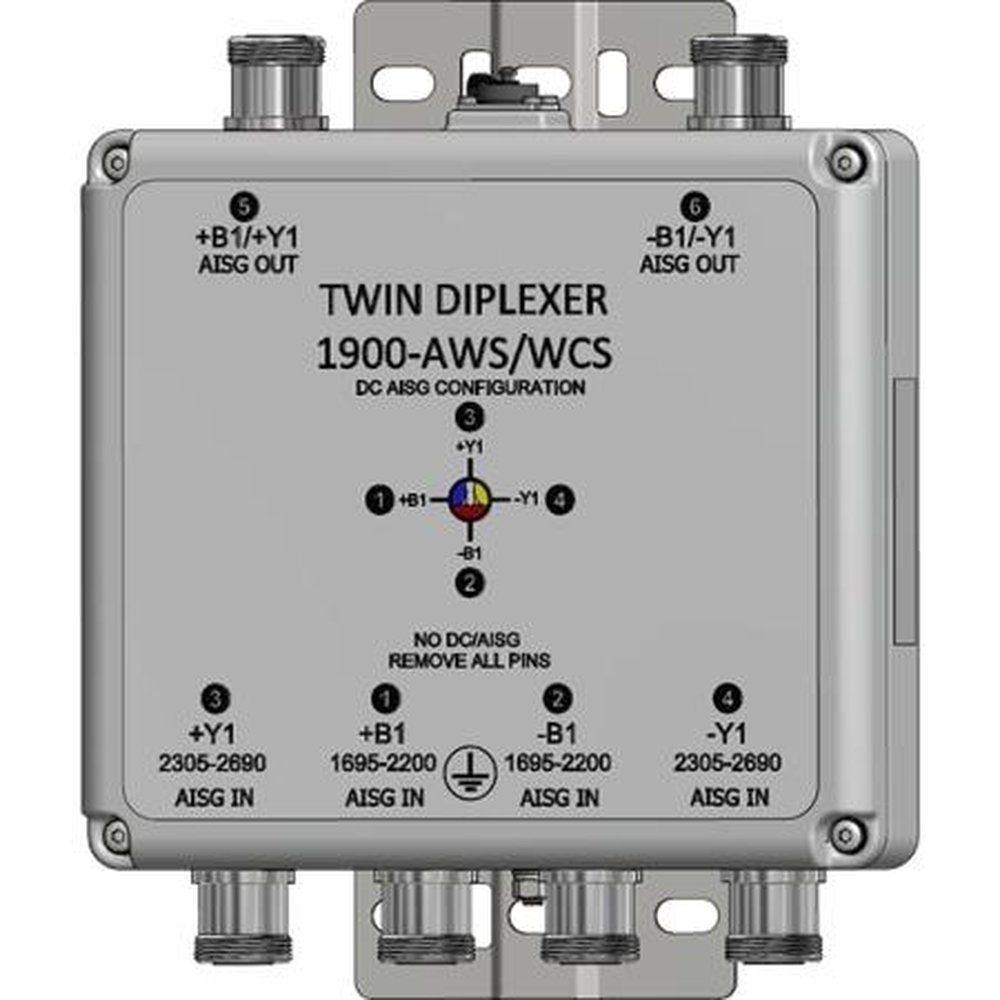 KAELUS DBC0062F3V52-1 Twin Diplexer 1695-2200/2305-2600 AWS 3 and AWS 4 Ready, Field Configurable DC Switch