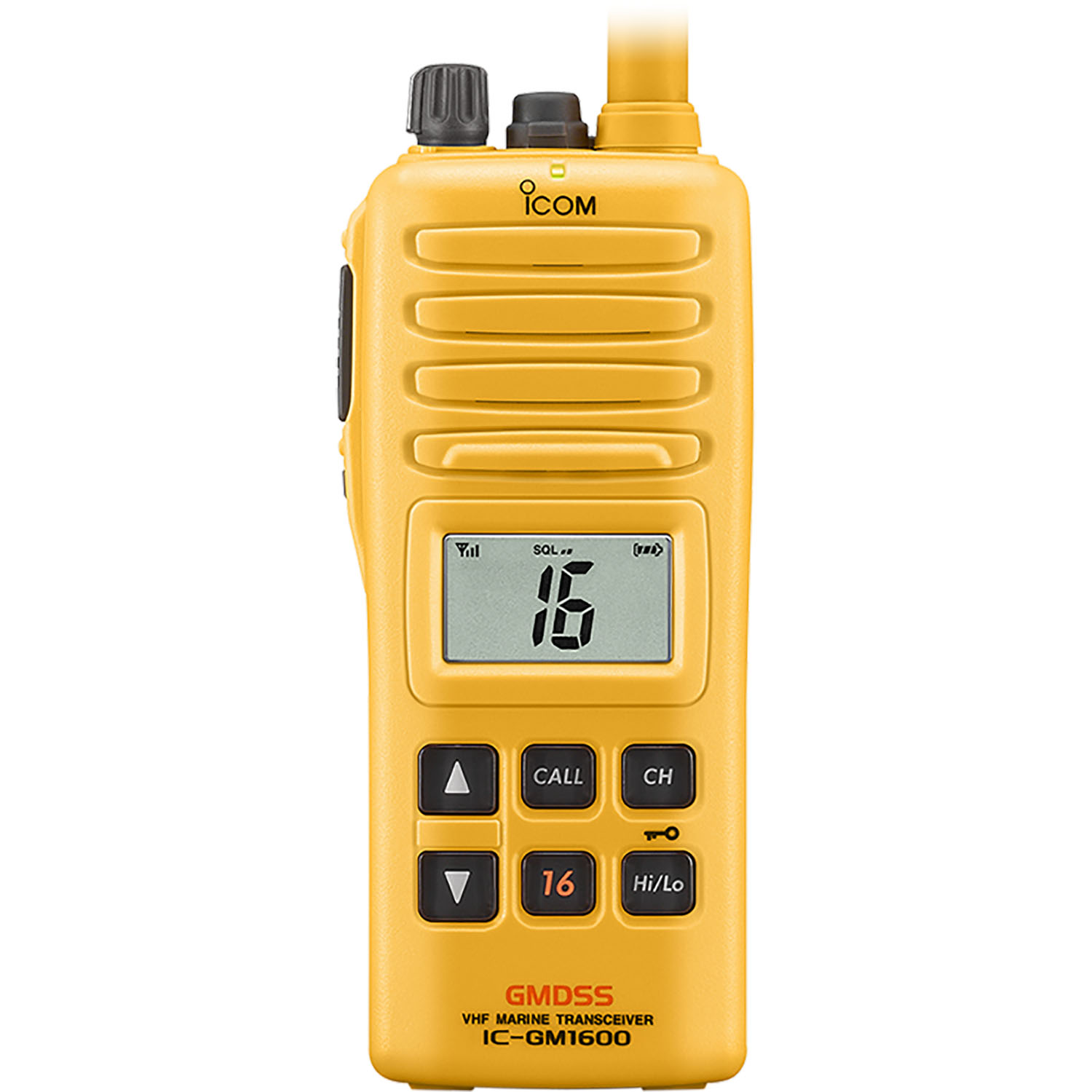 Icom GM1600 front panel with wide viewing angle LCD and positive-action buttons