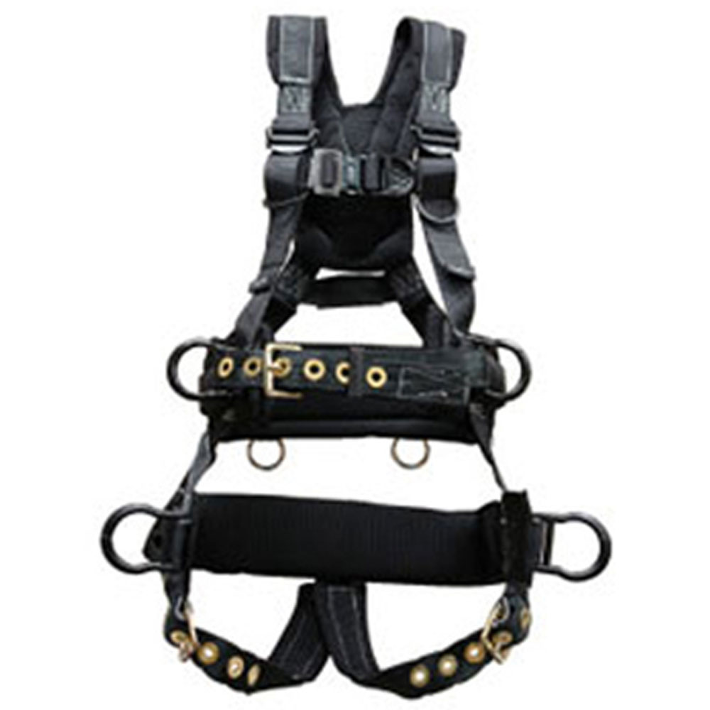 Elk River Tower Harness w/Tongue Buckles Leg Straps, 6 D-Rings, Large