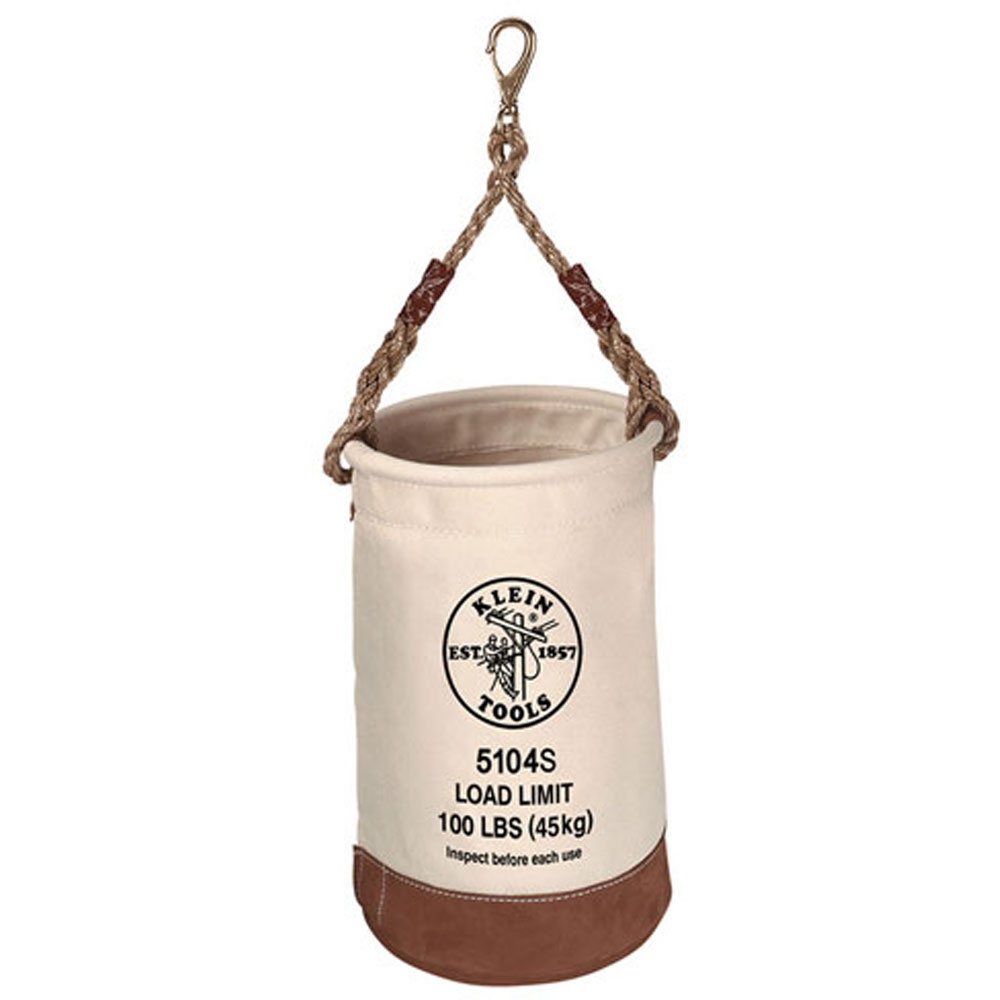 Klein Canvas Bucket w/Leather Bottom Snap Shackle Handle 12x12x17"