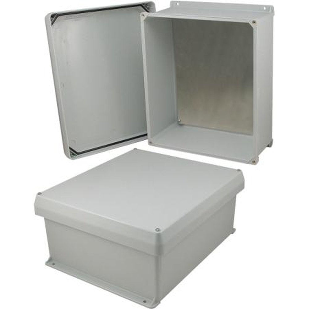 L-COM NBC141206-KIT 14 X 12 X 6 Inch Weatherproof Industrial Enclosure with Corner Screws and Blank Aluminum Mounting Plate