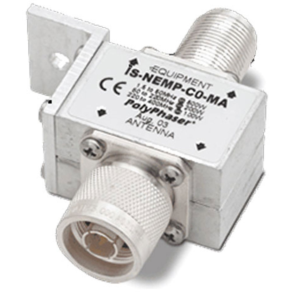 PolyPhaser IS-NEMP-C0-MA 1.5-700 MHz Nuclear EMP Coax Protector w/N(F) Eq-N(M) Ant