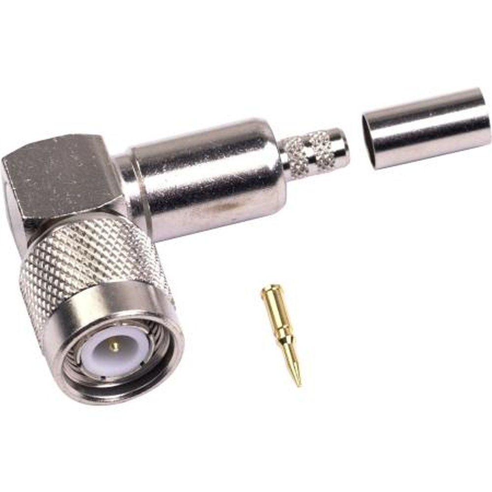 RF RFT-1218-C2 INDUSTRIES TNC Male Right Angle Connector for LMR200,194.Nickle Plated Body, Gold Plated Center Pin, Teflon Dielectric.Crimp