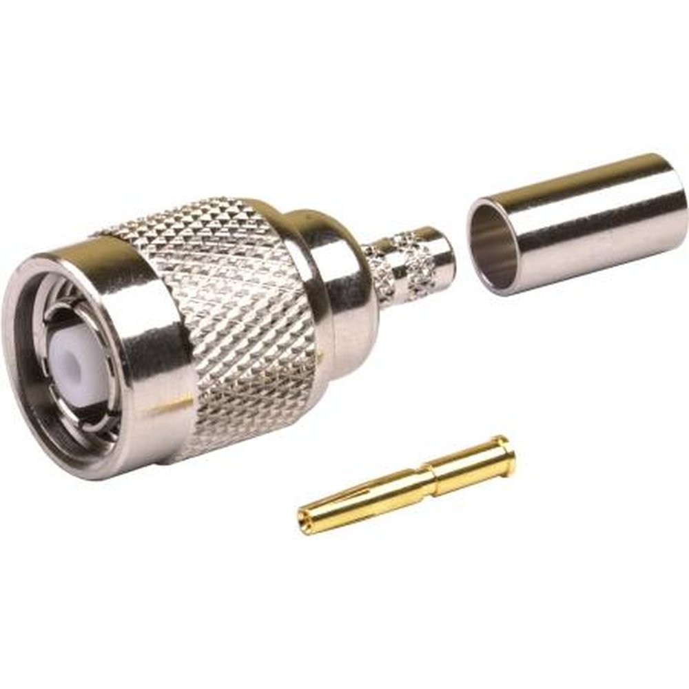 RF RP-1202-C Industries Reverse Gender TNC Male Connector for RG-58/U or LMR-195 Cables.Crimp Style.Nickle Plated Body, Gold Center Pin