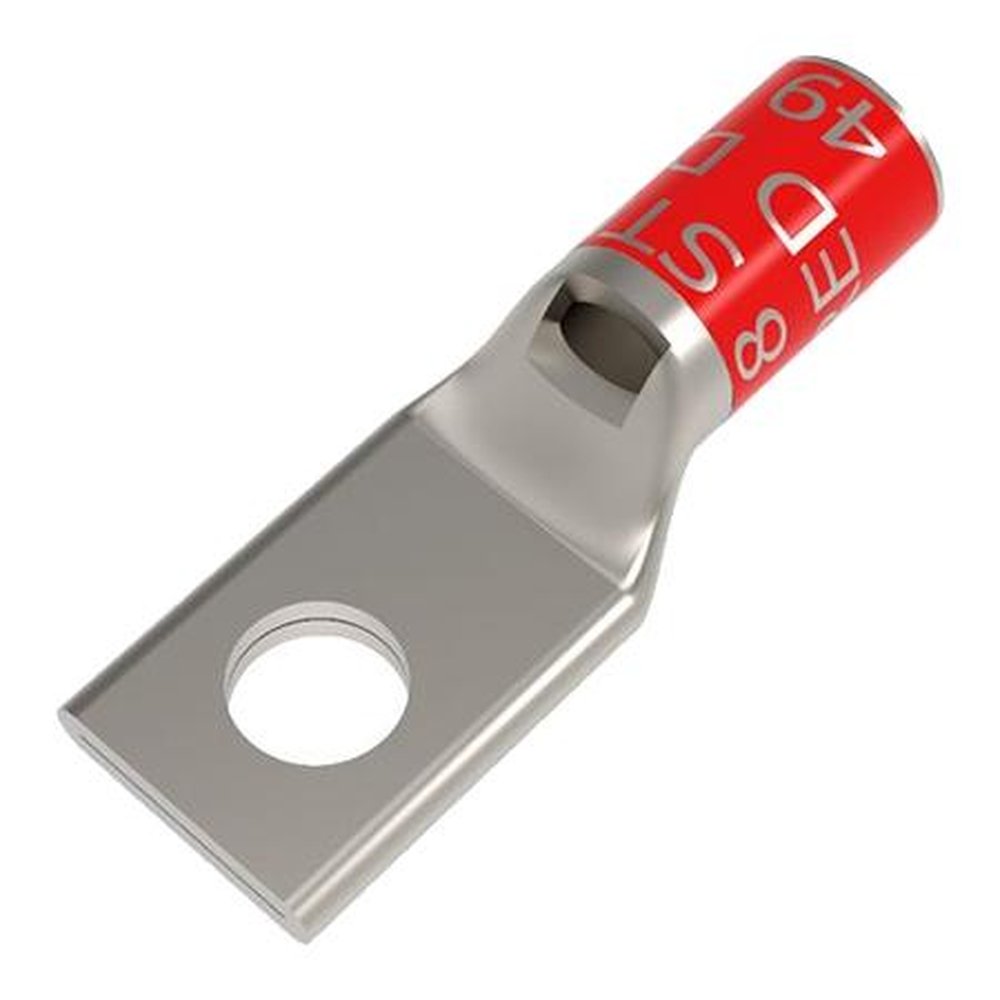 BURNDY YA8CL2BOX 8 AWG Cu, One Hole, 5/16 Stud Size, Standard Barrel, Inspection Window, Tin Plated